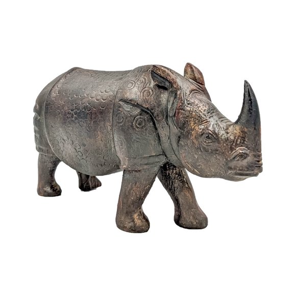 Handmade Wooden Dark Rhinoceros (4inch) - Picture 2 of 4